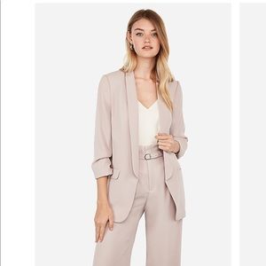 Ruched sleeve boyfriend blazer